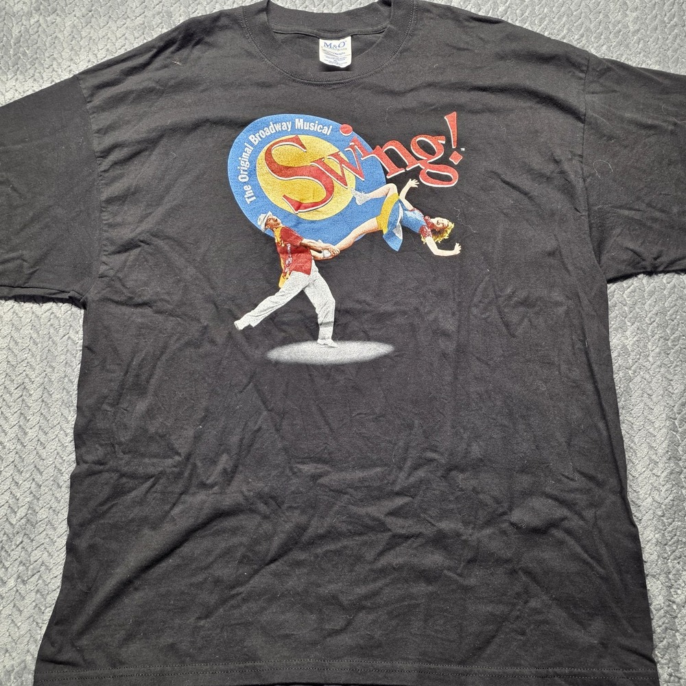 Vintage 1990's M & O Knits Swing! Broadway Musical T-Shirt Men's XXL Black - Picture 2 of 9
